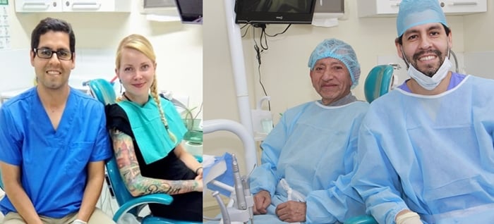 Pacientes felices luego de la cirugía de implantes 