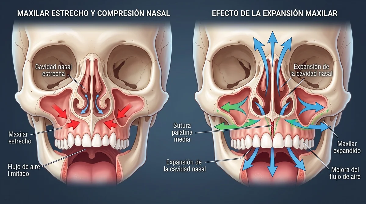 Maxilar estrecho y compresión nasal